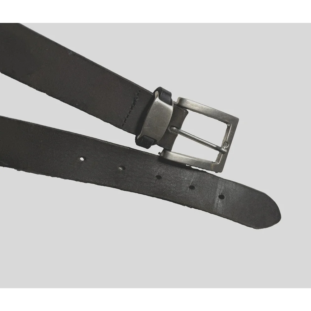 Vintage Mens American Leather Belt Size 38 Handcrafted Solid Black Silver Buckle